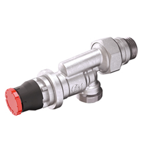 R415DBA Valvola termostatizzabile con bilanciamento dinamico della portata, a squadra reversa, attacco adatt