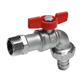 R620 Rubinetto da giardino a squadra, maschio-portagomma, passaggio standard, uso acqua sanitaria
