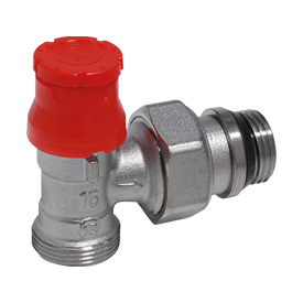 R411PTG Valvola termostatizzabile con preregolazione, a squadra, tubo ferro