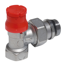 R401PTG Valvola termostatizzabile con preregolazione, a squadra, tubo ferro