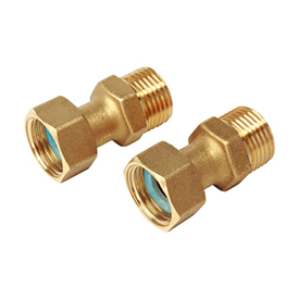 P15KFM Coppia di bocchettoni, attacchi M-sede piana, con calotte e guarnizioni